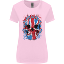 Union Jack Flag Skull Gym MMA Biker Womens Wider Cut T-Shirt Light Pink