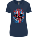 Union Jack Flag Skull Gym MMA Biker Womens Wider Cut T-Shirt Navy Blue