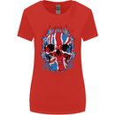 Union Jack Flag Skull Gym MMA Biker Womens Wider Cut T-Shirt Red