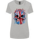 Union Jack Flag Skull Gym MMA Biker Womens Wider Cut T-Shirt Sports Grey
