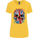 Union Jack Flag Skull Gym MMA Biker Womens Wider Cut T-Shirt Yellow