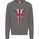 Union Jack Skull Gym St. George's Day Mens Sweatshirt Jumper Charcoal