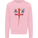 Union Jack Skull Gym St. George's Day Mens Sweatshirt Jumper Light Pink