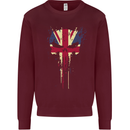 Union Jack Skull Gym St. George's Day Mens Sweatshirt Jumper Maroon