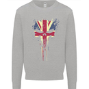 Union Jack Skull Gym St. George's Day Mens Sweatshirt Jumper Sports Grey