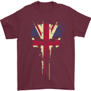 Union Jack Skull Gym St. George's Day Mens T-Shirt Cotton Gildan Maroon