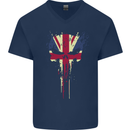 Union Jack Skull Gym St. George's Day Mens V-Neck Cotton T-Shirt Navy Blue