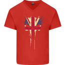 Union Jack Skull Gym St. George's Day Mens V-Neck Cotton T-Shirt Red