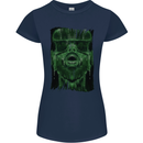 VR Man Virtual Reality Gaming Gamer Womens Petite Cut T-Shirt Navy Blue