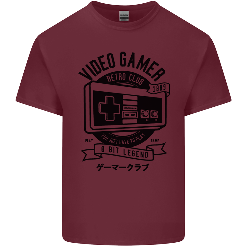 Video Gamer Retro Club Gaming Mens Cotton T-Shirt Tee Top Maroon