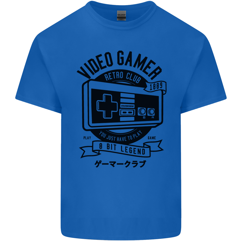 Video Gamer Retro Club Gaming Mens Cotton T-Shirt Tee Top Royal Blue