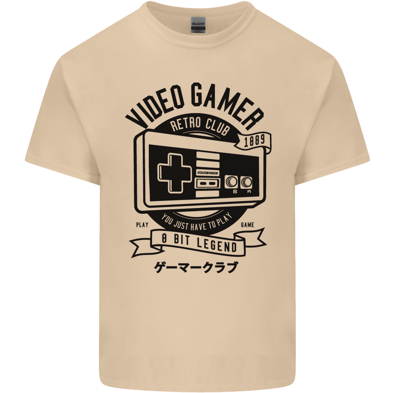 Video Gamer Retro Club Gaming Mens Cotton T-Shirt Tee Top Sand