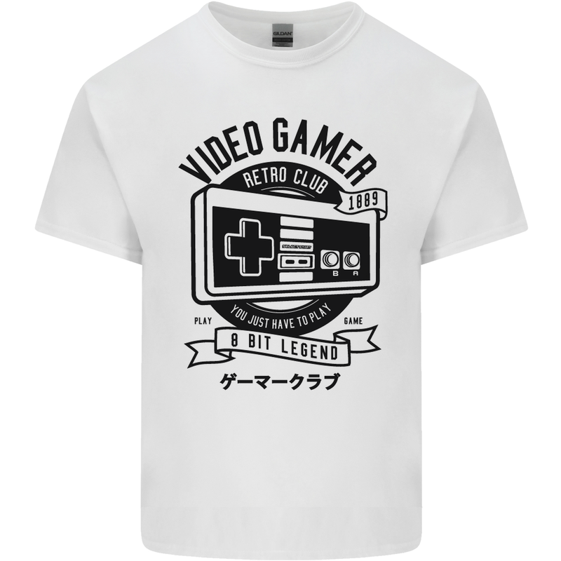 Video Gamer Retro Club Gaming Mens Cotton T-Shirt Tee Top White