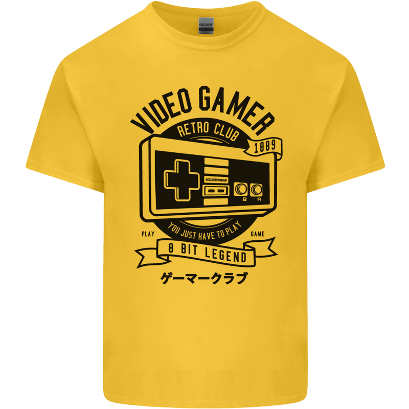Video Gamer Retro Club Gaming Mens Cotton T-Shirt Tee Top Yellow