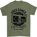 Video Gamer Retro Club Gaming Mens T-Shirt Cotton Gildan Military Green
