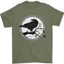 Viking Crow Celtic Norse Valhalla Odin Thor Mens T-Shirt Cotton Gildan Military Green