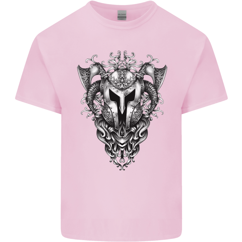 Viking Helmet Valhalla Gym Training Top Mens Cotton T-Shirt Tee Top Light Pink