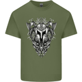 Viking Helmet Valhalla Gym Training Top Mens Cotton T-Shirt Tee Top Military Green
