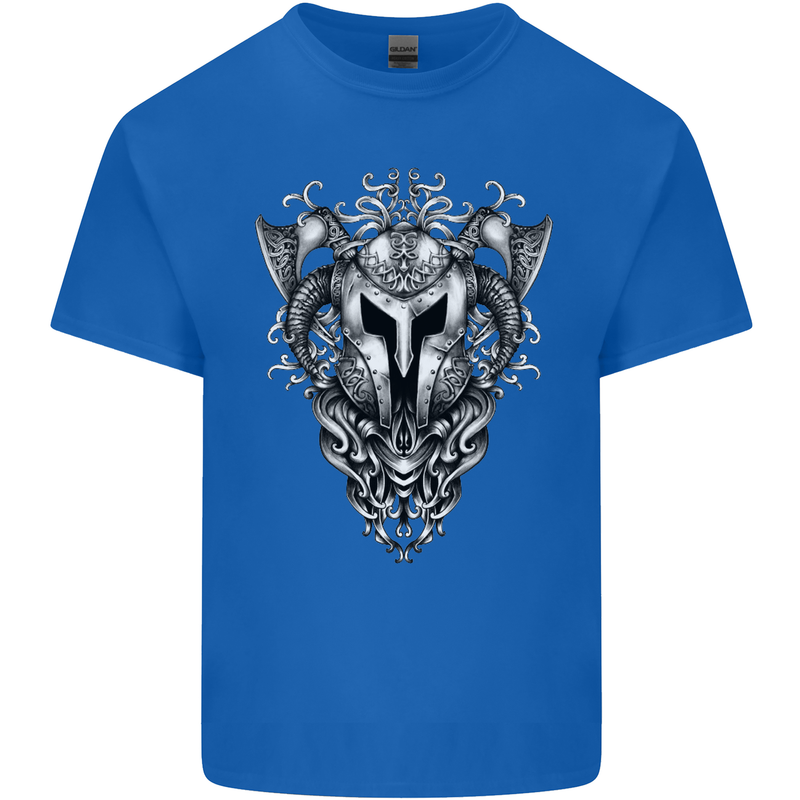 Viking Helmet Valhalla Gym Training Top Mens Cotton T-Shirt Tee Top Royal Blue