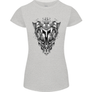 Viking Helmet Valhalla Gym Training Top Womens Petite Cut T-Shirt Sports Grey