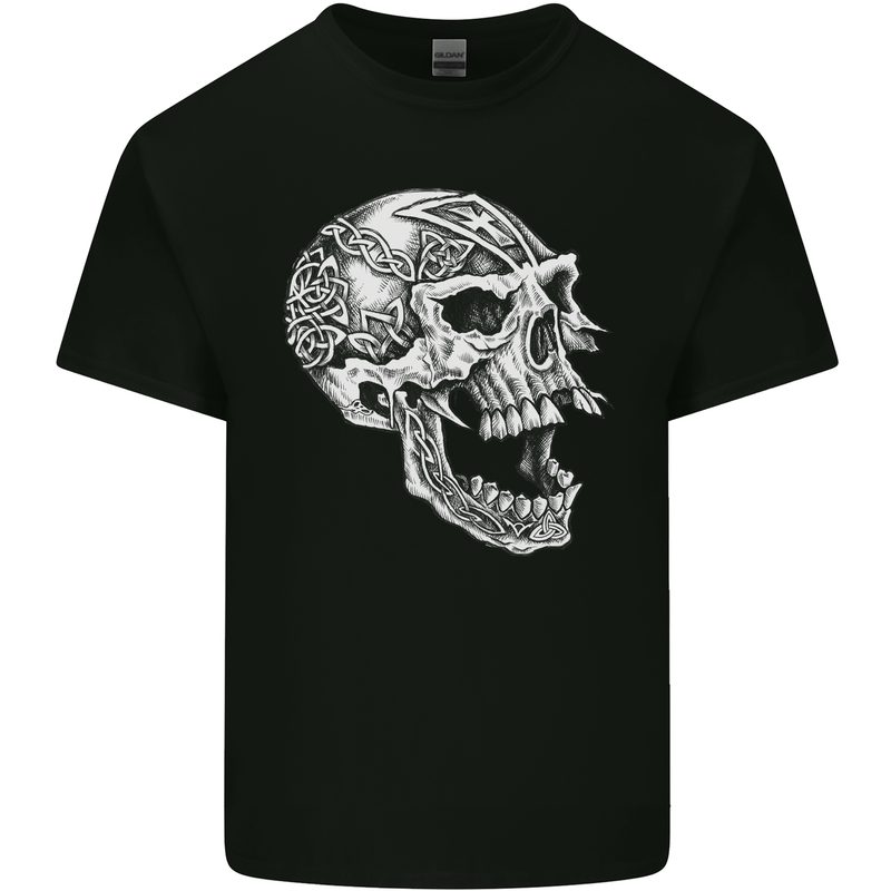 Viking Skull Symbols wp Mens Cotton T-Shirt Tee Top Black