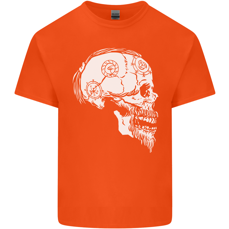 Viking Skull Thor Valhalla Norse Mythology Mens Cotton T-Shirt Tee Top Orange