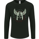 Viking Skull Wings Runic Text Gym Helmet Mens Long Sleeve T-Shirt Black