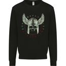 Viking Skull Wings Runic Text Gym Helmet Mens Sweatshirt Jumper Black