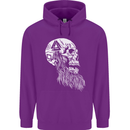 Viking Skull With Beard and Valknut Symbol Mens 80% Cotton Hoodie Purple