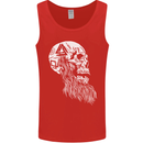 Viking Skull With Beard and Valknut Symbol Mens Vest Tank Top Red