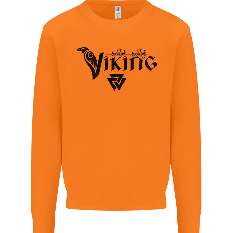 Viking Thor Odin Valhalla Norse Mythology Mens Sweatshirt Jumper Orange