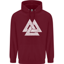 Viking Valknut Symbol  Norse Mythology Thor Childrens Kids Hoodie Maroon