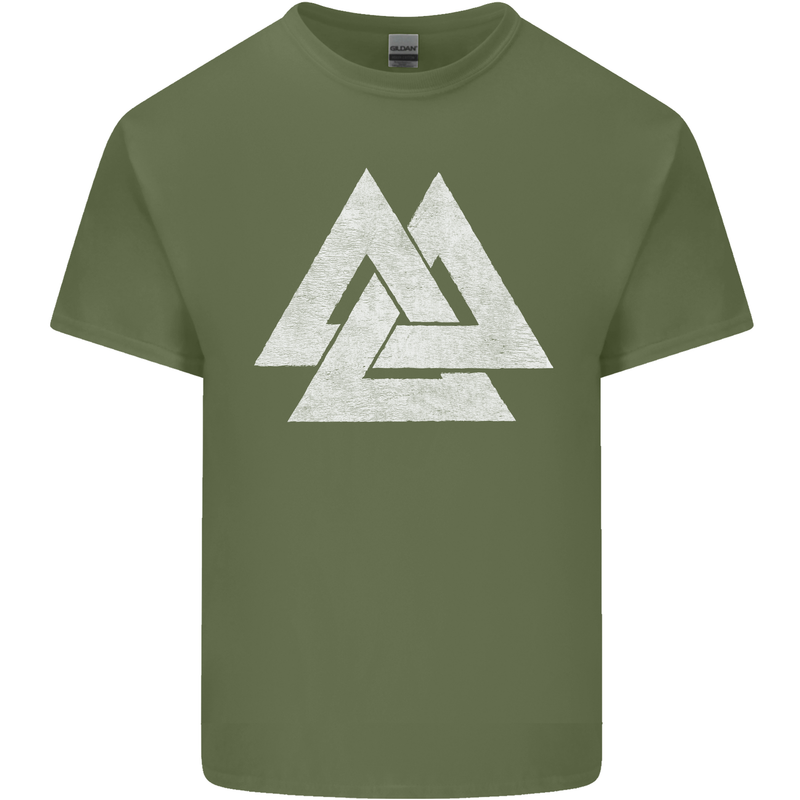 Viking Valknut Symbol  Norse Mythology Thor Mens Cotton T-Shirt Tee Top Military Green
