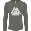 Viking Valknut Symbol  Norse Mythology Thor Mens Long Sleeve T-Shirt Charcoal
