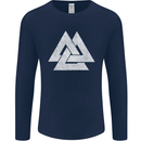 Viking Valknut Symbol  Norse Mythology Thor Mens Long Sleeve T-Shirt Navy Blue