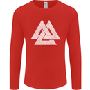 Viking Valknut Symbol  Norse Mythology Thor Mens Long Sleeve T-Shirt Red