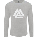 Viking Valknut Symbol  Norse Mythology Thor Mens Long Sleeve T-Shirt Sports Grey