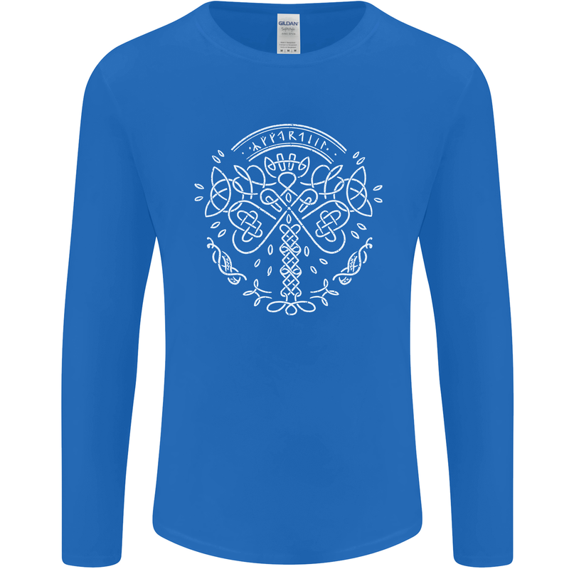 Viking Yggdrasil Tree Norse Mythology Thor Mens Long Sleeve T-Shirt Royal Blue