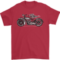 Vintage Motorcycle Custom Chopper Biker Mens T-Shirt Cotton Gildan Red