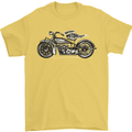 Vintage Motorcycle Custom Chopper Biker Mens T-Shirt Cotton Gildan Yellow