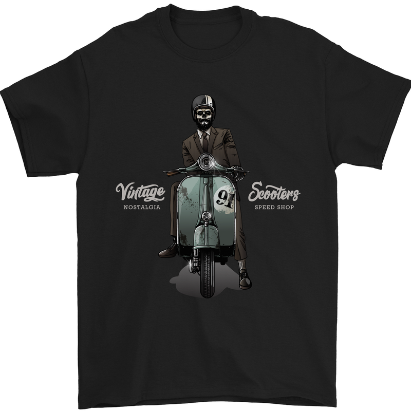 Vintage Scooters Nostalgia Speed Shop Mens T-Shirt Cotton Gildan Black