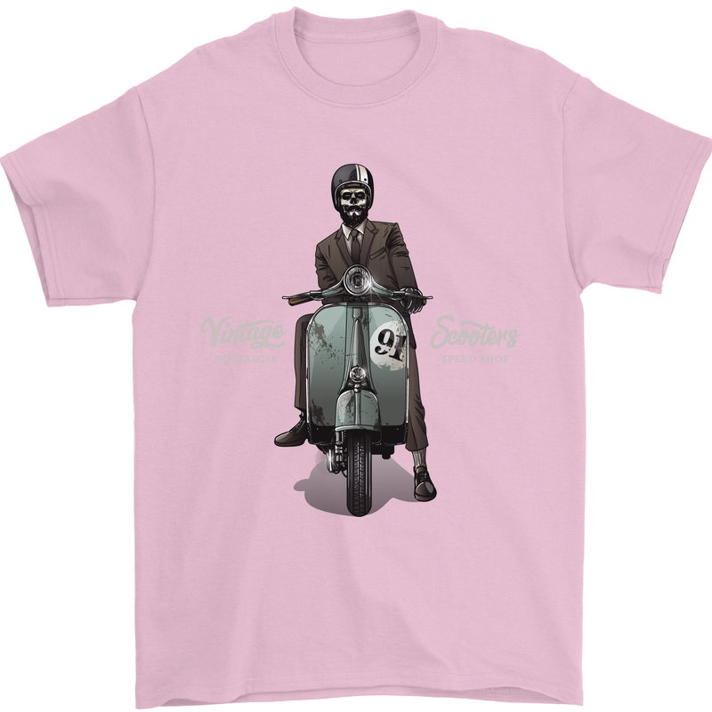 Vintage Scooters Nostalgia Speed Shop Mens T-Shirt Cotton Gildan Light Pink