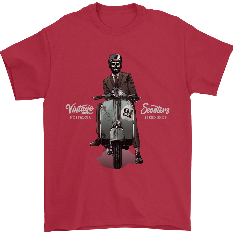 Vintage Scooters Nostalgia Speed Shop Mens T-Shirt Cotton Gildan Red