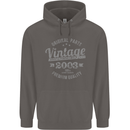 Vintage Year 20th Birthday 2003 Mens 80% Cotton Hoodie Charcoal