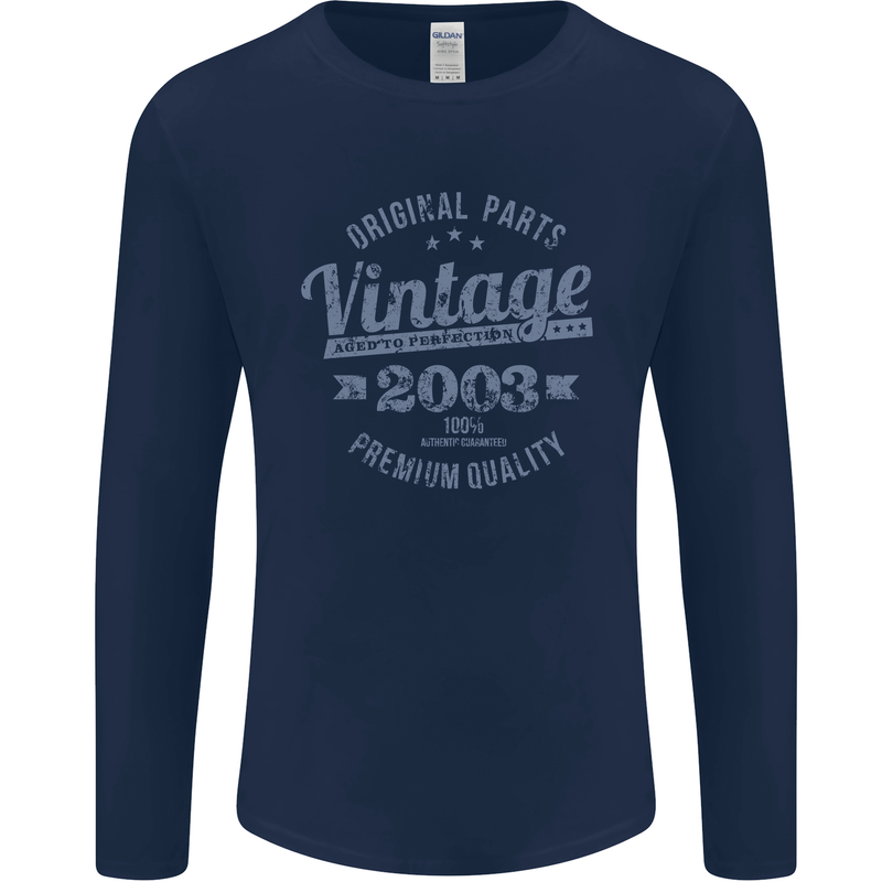 Vintage Year 20th Birthday 2003 Mens Long Sleeve T-Shirt Navy Blue