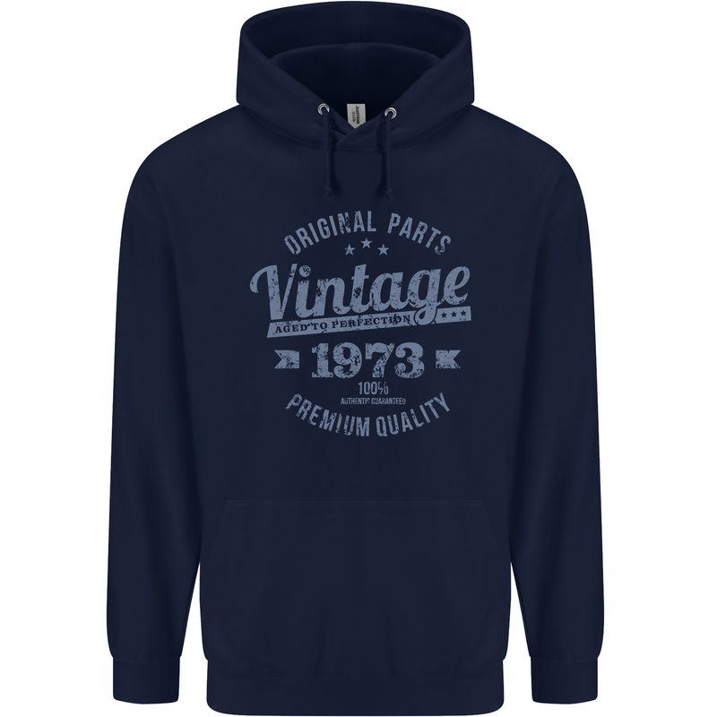 Vintage Year 50th Birthday 1973 Mens 80% Cotton Hoodie Navy Blue