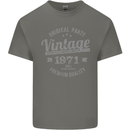 Vintage Year 52nd Birthday 1971 Mens Cotton T-Shirt Tee Top Charcoal