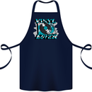Vinyl Records Lover DJ Decks Turntable Cotton Apron 100% Organic Navy Blue