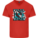 Vinyl Records Lover DJ Decks Turntable Mens V-Neck Cotton T-Shirt Red