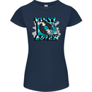 Vinyl Records Lover DJ Decks Turntable Womens Petite Cut T-Shirt Navy Blue